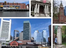 an photo collage of boston