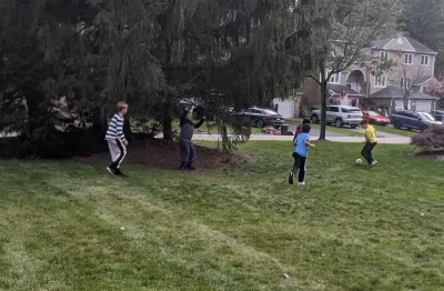 neighborhood kids playing