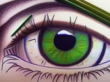 an painting of a beautiful green eye