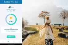 an image of a girl outdoor with a outdoor tracker shootshoot on the side